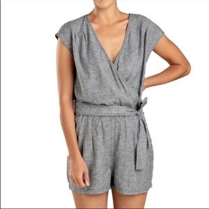 Toad & Co Grey Tara Hemp Romper Playsuit Wrap Front XL